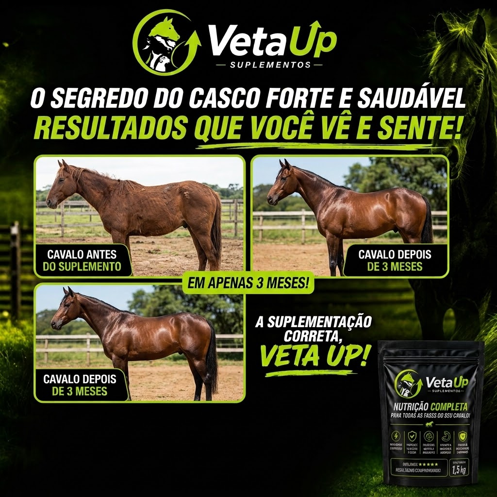 Evolução do cavalo em 3 meses usando Veta Up